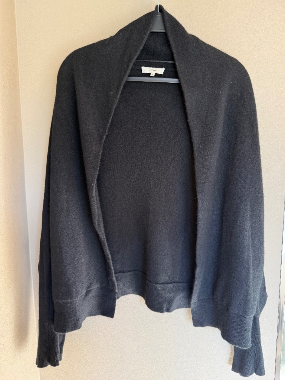 Vince 100% Cashmere Open Front Draped Cardigan Black Size L